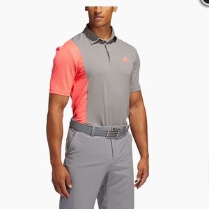 Adidas Men’s Ultimate365 Blocked Print Golf Polo Shirt Gray/Flash Red Size Large